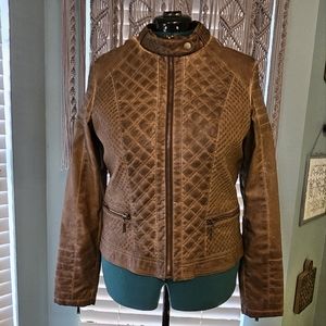 J2 Distressed Brown Faux Leather Jacket, Size XL teens